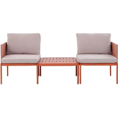 Set Divano da Giardino Arancione Beliani - Convertibile 2 Posti con Cuscini Set Divano da Giardino Arancione Beliani - Convertibile 2 Posti con Cuscini