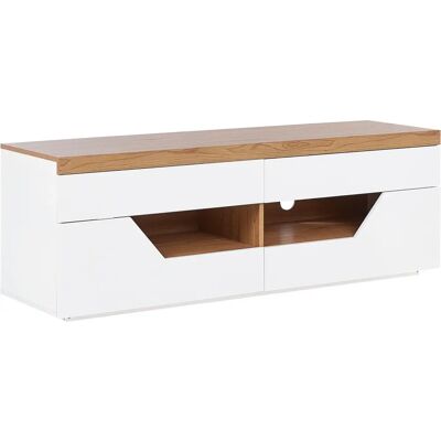 Beliani Mueble de TV en MDF Blanco - Estilo Escandinavo 40x50x140 Beliani Mueble de TV en MDF Blanco - Estilo Escandinavo 40x50x140