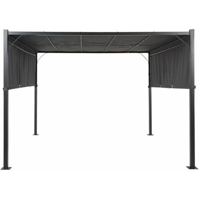 Beliani Parga Pergola Grigia Scura - Pavilion da Giardino con Luci LED Beliani Parga Pergola Grigia Scura - Pavilion da Giardino con Luci LED