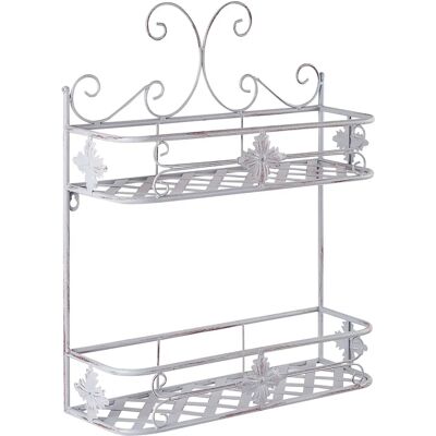 Estantería de pared de baño en metal gris 52 x 42 cm - Estilo vintage - Estante de pared Estantería de pared de baño en metal gris 52 x 42 cm - Estilo vintage - Estante de pared