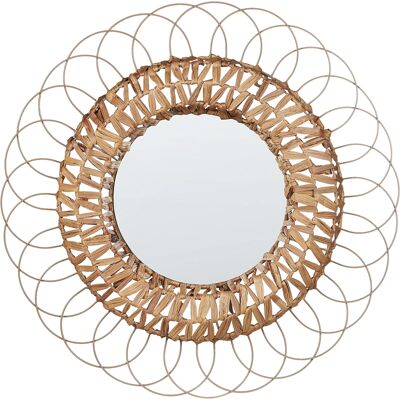 Beliani Wandspiegel Natur Wasserhyazinthe Stahl ø 67 cm Dekorativer Flur Boho - Wandspiegel Beliani Wandspiegel Natur Wasserhyazinthe Stahl ø 67 cm Dekorativer Flur Boho - Wandspiegel