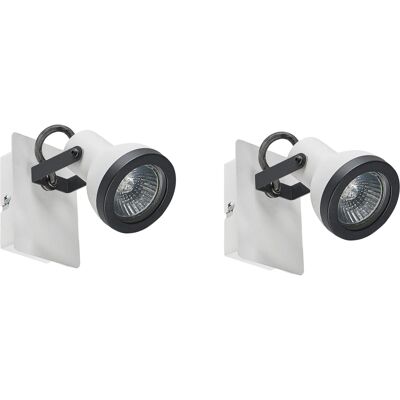 Beliani Juego de 2 Lámparas de Pared Blancas Negras - Lámparas de Pared Beliani Juego de 2 Lámparas de Pared Blancas Negras - Lámparas de Pared