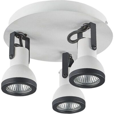 Beliani Deckenleuchte - 3-flammig verstellbar Metall Weiß Schwarz - Deckenlampe Beliani Deckenleuchte - 3-flammig verstellbar Metall Weiß Schwarz - Deckenlampe
