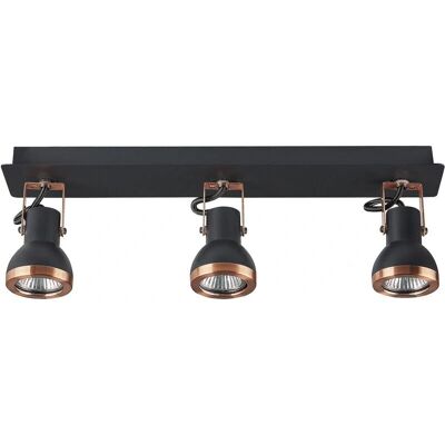 Beliani Schwarze Kupfer Deckenlampe - 3 Licht Spot - Rechteckige Schiene Beliani Schwarze Kupfer Deckenlampe - 3 Licht Spot - Rechteckige Schiene
