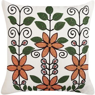 Cojín floral de algodón y lana multicolor hecho a mano - 50x50cm - Estilo boho de Beliani Cojín floral de algodón y lana multicolor hecho a mano - 50x50cm - Estilo boho de Beliani