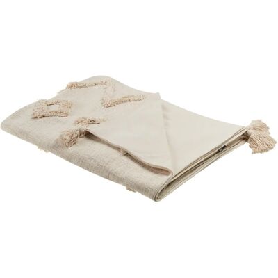 Beliani Baumwoll-Decke - Beige 130 x 180 cm Geometrisches Muster Boho-Stil Beliani Baumwoll-Decke - Beige 130 x 180 cm Geometrisches Muster Boho-Stil