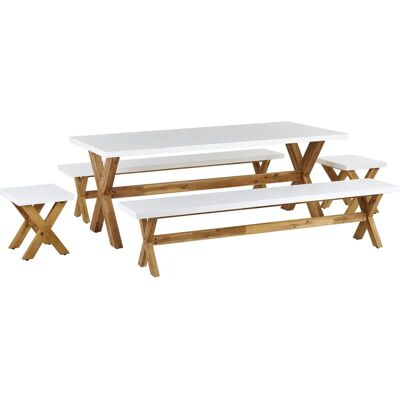 Set da Giardino OLBIA Bianco - 8 Posti - Design Moderno Set da Giardino OLBIA Bianco - 8 Posti - Design Moderno