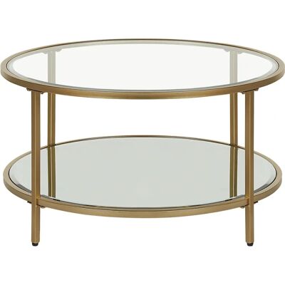 Table de salon en verre trempé doré Beliani - Mobilier moderne - Publicité Table de salon en verre trempé doré Beliani - Mobilier moderne - Publicité