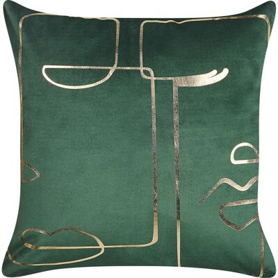Beliani Coussins Velours Motif Visage - 45x45cm - Vert - Publicité Beliani Coussins Velours Motif Visage - 45x45cm - Vert - Publicité