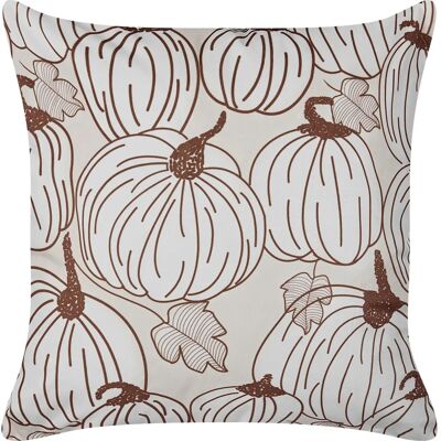 Beliani Coussin Velours Beige Motif Citrouilles - Décoration - Publicité Beliani Coussin Velours Beige Motif Citrouilles - Décoration - Publicité