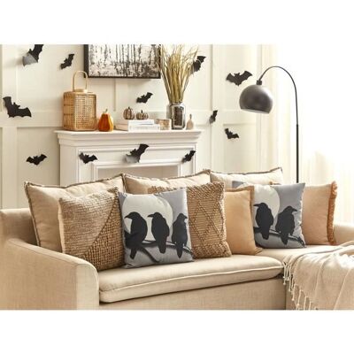 Beliani Coussin Décoratif Velours 45x45 cm Motif Corbeaux - Moderne - Publicité Beliani Coussin Décoratif Velours 45x45 cm Motif Corbeaux - Moderne - Publicité