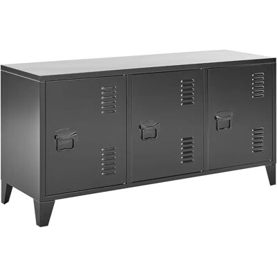 Beliani 120x40cm Estantería de Acero Negro - Mueble Industrial Beliani 120x40cm Estantería de Acero Negro - Mueble Industrial