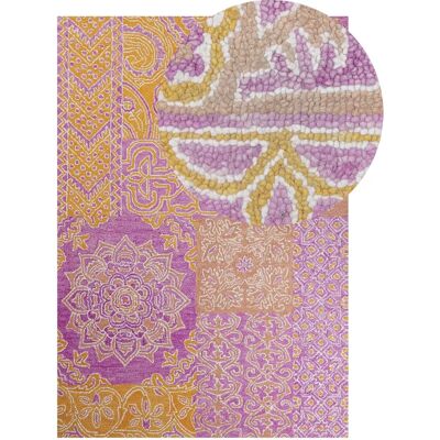 Beliani - Alfombra de Lana 140x200cm Multicolor Patrón Oriental Vintage Beliani - Alfombra de Lana 140x200cm Multicolor Patrón Oriental Vintage