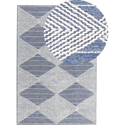 Alfombra de Lana Beliani 140 x 200 cm Beige Claro y Azul - Alfombra Alfombra de Lana Beliani 140 x 200 cm Beige Claro y Azul - Alfombra