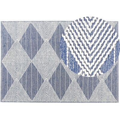 Alfombra de Lana Beliani - Beige Claro y Azul, 160x230cm - Alfombra Alfombra de Lana Beliani - Beige Claro y Azul, 160x230cm - Alfombra