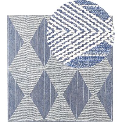 Alfombra de Lana Beige Claro y Azul - Cuadrada 200x200cm - Alfombra Alfombra de Lana Beige Claro y Azul - Cuadrada 200x200cm - Alfombra
