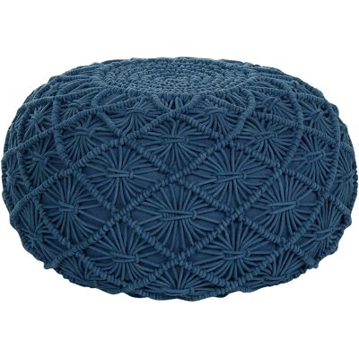 Beliani Navy Blue Baumwoll Runde Pouffe - Boho-Stil Ottoman Beliani Navy Blue Baumwoll Runde Pouffe - Boho-Stil Ottoman