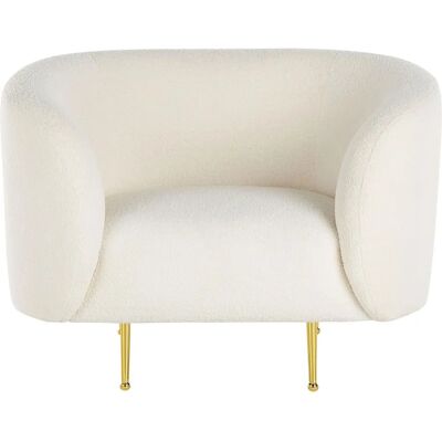 Sillón Beliani Blanco Tela Bouclé - Estilo Glam Retro - Sillón Sillón Beliani Blanco Tela Bouclé - Estilo Glam Retro - Sillón