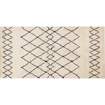 Alfombra Beliani - Beige y Negro - 80 x 150 cm - Patrón Geométrico Moderno Alfombra Beliani - Beige y Negro - 80 x 150 cm - Patrón Geométrico Moderno