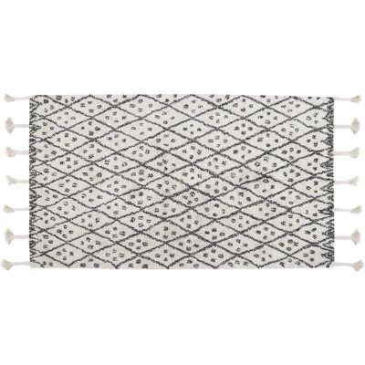 Alfombra de Algodón Beliani - Patrón Geométrico, 80x150 cm, Blanco y Negro - Alfombra Alfombra de Algodón Beliani - Patrón Geométrico, 80x150 cm, Blanco y Negro - Alfombra