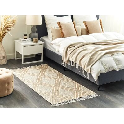 Beliani Matto puuvilla- ja villasta, off-white ja beige, 80 x 150 cm, geometrinen kuvio - Matto Beliani Matto puuvilla- ja villasta, off-white ja beige, 80 x 150 cm, geometrinen kuvio - Matto