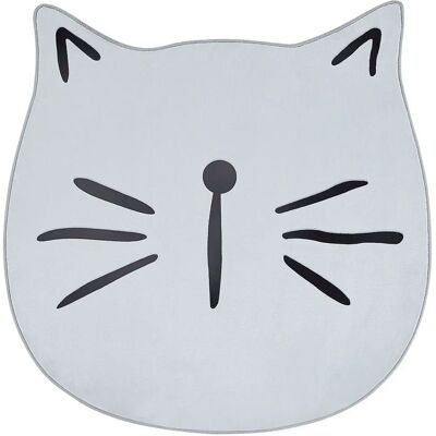 Alfombra infantil Beliani gris poliéster 100 cm con estampado de gato Alfombra infantil Beliani gris poliéster 100 cm con estampado de gato