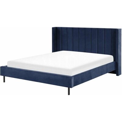 Beliani Super King Sänky Navy Blue Sametti - Sänky Beliani Super King Sänky Navy Blue Sametti - Sänky