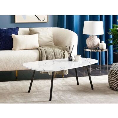 Beliani BIDDLE Table Basse Effet Marbre Blanc - Table Basse - Publicité Beliani BIDDLE Table Basse Effet Marbre Blanc - Table Basse - Publicité