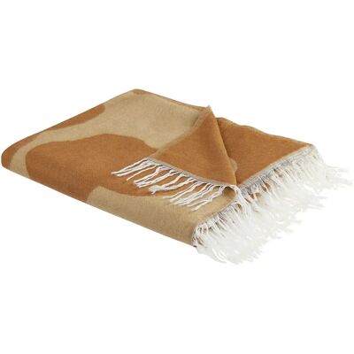 Beliani Blanket Beige and Orange Polyester and Acrylic Blend - 130x170 cm - Blanket Beliani Blanket Beige and Orange Polyester and Acrylic Blend - 130x170 cm - Blanket