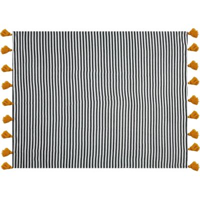 Beliani Pussilakana - Polyesteri ja akryyli - 130x170 cm - Musta ja valkoinen - Koristeelliset raidat Beliani Pussilakana - Polyesteri ja akryyli - 130x170 cm - Musta ja valkoinen - Koristeelliset raidat