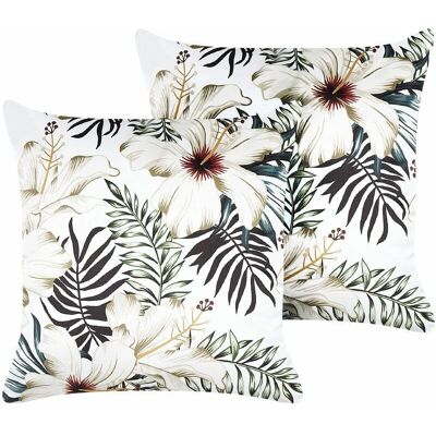 Beliani Ensemble de 2 Coussins Décoratifs - Velours, Motif Feuille, 45x45 cm - Publicité Beliani Ensemble de 2 Coussins Décoratifs - Velours, Motif Feuille, 45x45 cm - Publicité