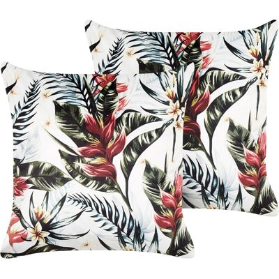 Beliani Lot de 2 Coussins en Velours à Motif de Feuilles 45 x 45 cm - Coussins - Publicité Beliani Lot de 2 Coussins en Velours à Motif de Feuilles 45 x 45 cm - Coussins - Publicité