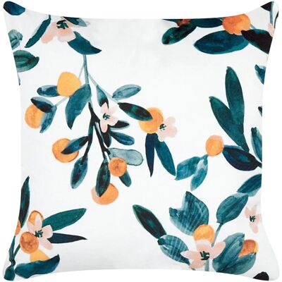Cojín de Terciopelo KNAUTIA 45x45cm Verde y Blanco - Decorativo Cojín de Terciopelo KNAUTIA 45x45cm Verde y Blanco - Decorativo
