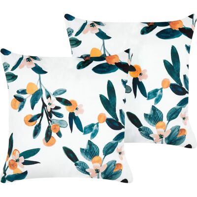 Beliani Cushions en Velours Vert - Motif Feuilles - 45x45cm - Décor - Publicité Beliani Cushions en Velours Vert - Motif Feuilles - 45x45cm - Décor - Publicité