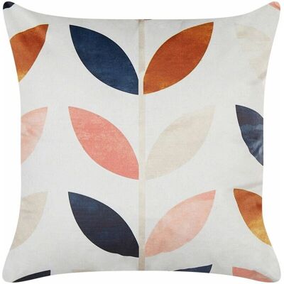 Coussin en Velours Blanc Cassé avec Motif de Feuilles - Décoration - Publicité Coussin en Velours Blanc Cassé avec Motif de Feuilles - Décoration - Publicité