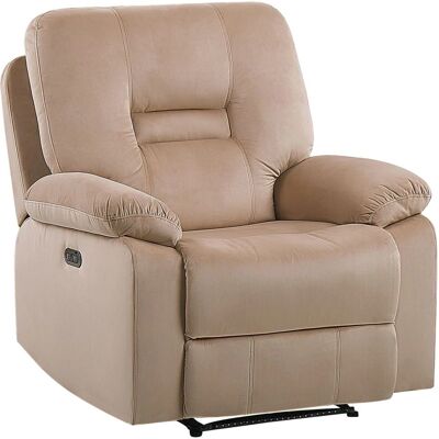 Beliani Sillón Eléctrico Reclinable Terciopelo Arena - Sillón eléctrico Beliani Sillón Eléctrico Reclinable Terciopelo Arena - Sillón eléctrico