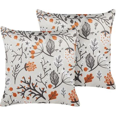 Beliani Set aus 2 Samtkissen - Herbstmotiv - 45x45 cm Beliani Set aus 2 Samtkissen - Herbstmotiv - 45x45 cm