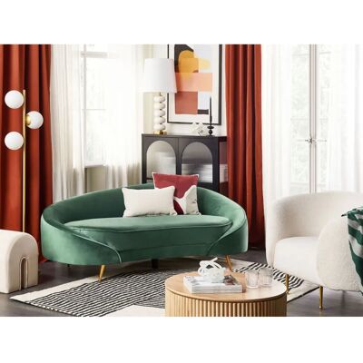 Sofá de terciopelo verde esmeralda de 3 plazas Beliani - Sofá 3 plazas de terciopelo verde esmeralda dorado diseño curvo patas metal Glamour Retro Sofá de terciopelo verde esmeralda de 3 plazas Beliani - Sofá 3 plazas de terciopelo verde esmeralda dorado diseño curvo patas metal Glamour Retro