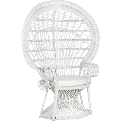 Chaise Paon Blanc Beliani en Rotin Haut Dossier - Fauteuil - Publicité Chaise Paon Blanc Beliani en Rotin Haut Dossier - Fauteuil - Publicité