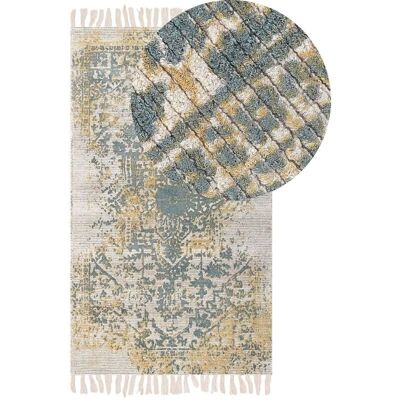 Tapis viscose jaune et vert 80x150cm Beliani Vintage - Publicité Tapis viscose jaune et vert 80x150cm Beliani Vintage - Publicité