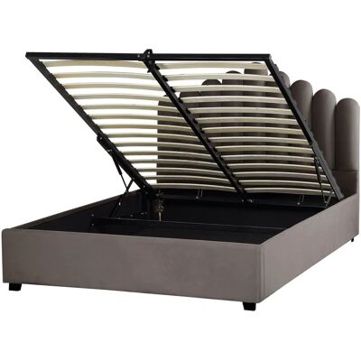 Beliani VINCENNES Bett mit Stauraum - Taupe - King Size - Ottomane mit Muschelkopf Beliani VINCENNES Bett mit Stauraum - Taupe - King Size - Ottomane mit Muschelkopf
