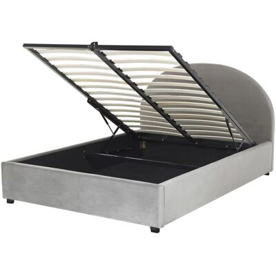Beliani Cama con Almacenamiento Gris Claro Terciopelo Size Rey UE - Cama con Almacenamiento Beliani Cama con Almacenamiento Gris Claro Terciopelo Size Rey UE - Cama con Almacenamiento