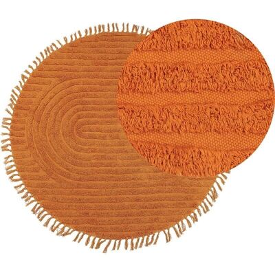 Alfombra Redonda de Algodón Naranja Beliani - Boho 140cm Alfombra Redonda de Algodón Naranja Beliani - Boho 140cm