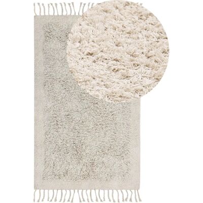 Alfombra de algodón beige claro Beliani - 80 x 150 cm - Rectangular Alfombra de algodón beige claro Beliani - 80 x 150 cm - Rectangular