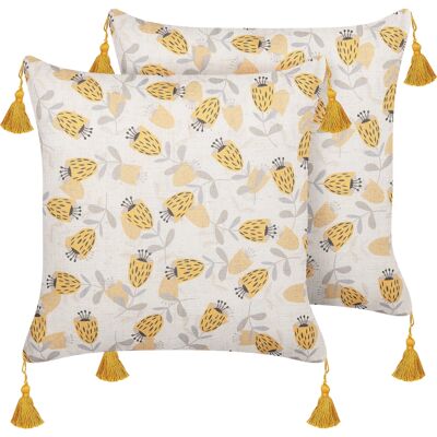 Beliani Set aus 2 Beigefarbenen Kissen - Kissen Beliani Set aus 2 Beigefarbenen Kissen - Kissen