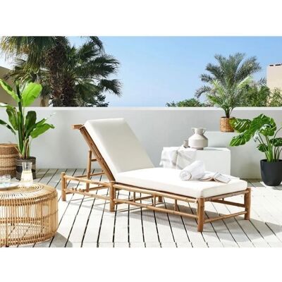 Beliani Chaise Longue - Bambou Naturel Blanc Cassé - Mobilier extérieur - Publicité Beliani Chaise Longue - Bambou Naturel Blanc Cassé - Mobilier extérieur - Publicité