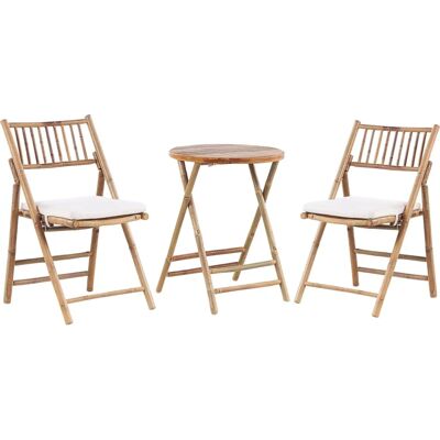 Beliani Bistro-Set Lichtes Holz - Natürlicher Bambus, Klappbar, Gepolstert Beliani Bistro-Set Lichtes Holz - Natürlicher Bambus, Klappbar, Gepolstert