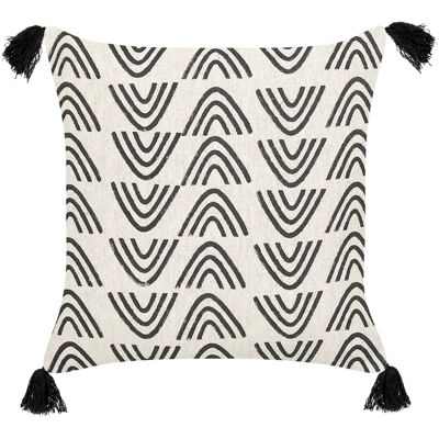 Coussin en Coton Blanc et Noir avec Motif Géométrique - 45x45cm Décoratif - Publicité Coussin en Coton Blanc et Noir avec Motif Géométrique - 45x45cm Décoratif - Publicité
