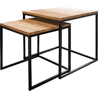Eiche Beistelltisch - 2 Ablagen - 45x45cm - Quadratgestell - Einfache Montage Eiche Beistelltisch - 2 Ablagen - 45x45cm - Quadratgestell - Einfache Montage