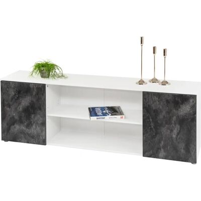 PAROLI Susa Sideboard - 165cm breit, Weiß/Schiefer, Modern, FSC PAROLI Susa Sideboard - 165cm breit, Weiß/Schiefer, Modern, FSC